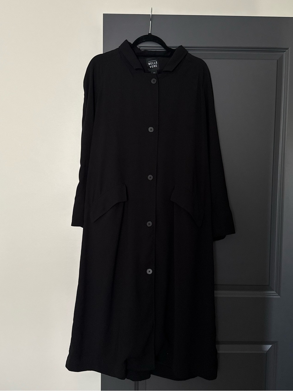 Belle Vere Black Long Sleeve Button-Front Dress/Cardigan — Medium